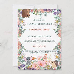 Invitation animaux safari zoo jungle aquarelle flore