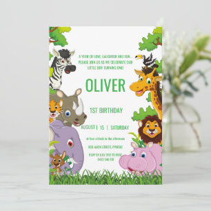 Invitation Animaux Sauvage Une Jungle verdure safari Pour les