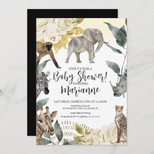 Invitation Animaux sauvages Baby shower Faux Parties scintill