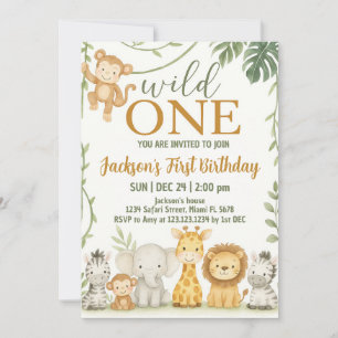 Invitation Animaux sauvages Conception de fêtes pour enfants