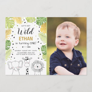 Invitation Animaux sauvages de jungle de zoo d'invitation