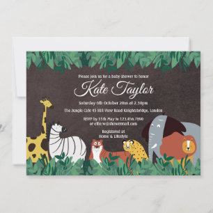 Invitation Animaux Sauvages de la Jungle Baby Shower Tableau 
