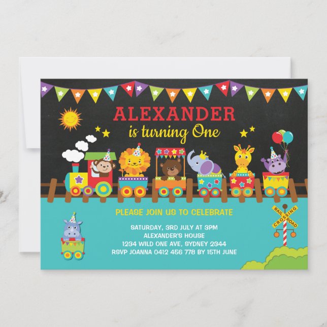 Invitation Animaux sauvages de safari de jungle sur le ęr (Devant)