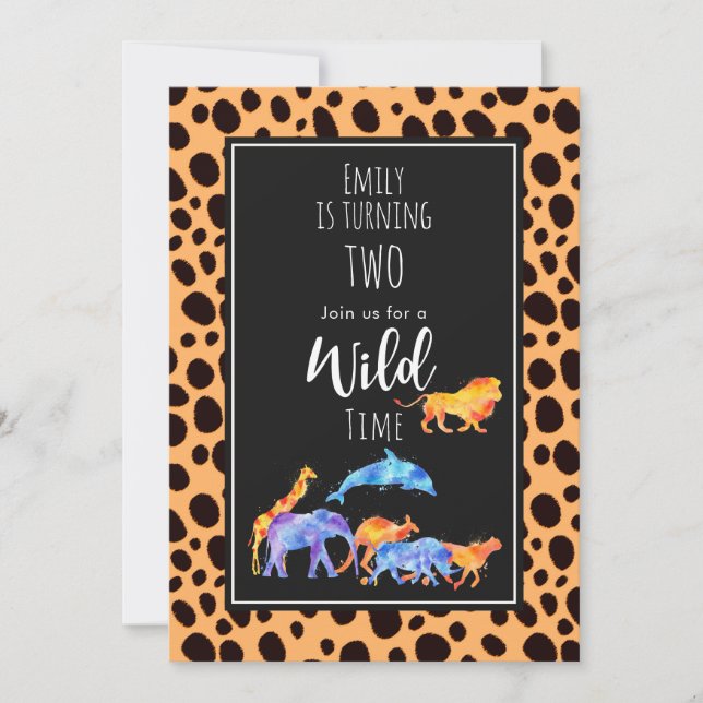 Invitation Animaux sauvages sur le guépard exotique Imprimer  (Devant)
