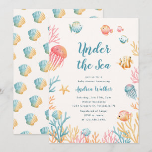 Invitation Animaux sous-marins colorés Baby Shower