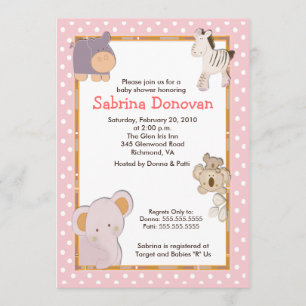 Invitation Animaux tropicaux de la Jungle 5x7 Baby shower Inv
