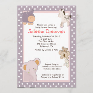 Invitation Animaux tropicaux de la Jungle 5x7 Baby shower Inv