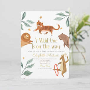 Invitation Animaux Un sauvage est sur le chemin Baby shower