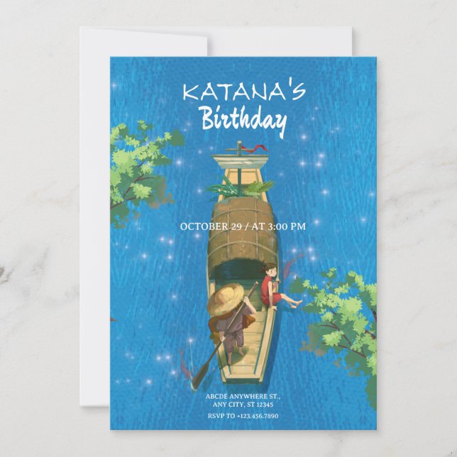 Invitation Anime d'été aventure bateau eau bleue (Devant)