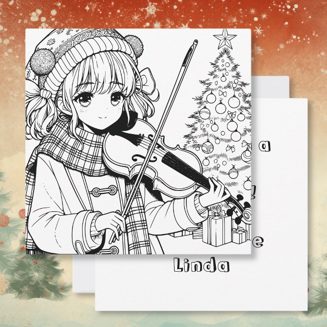 Invitation Anime Girl Jouer Viola Noël (Créateur téléchargé)