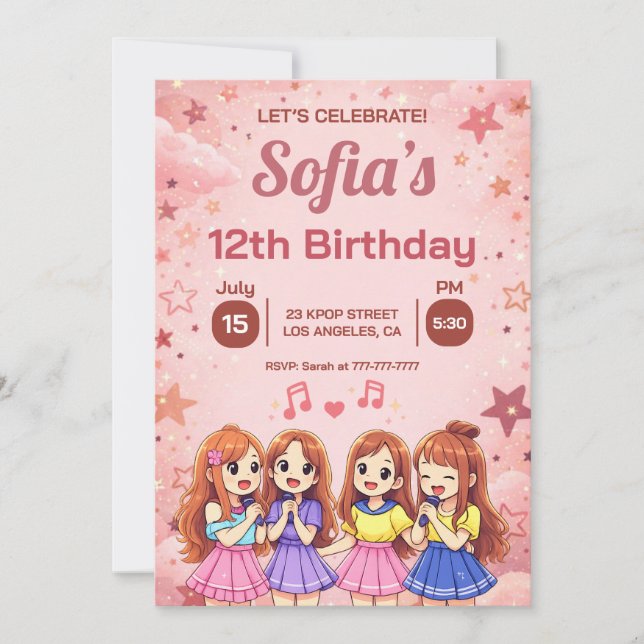 Invitation Anime Meilleurs Amis d'Anniversaire d'Équipe (Devant)