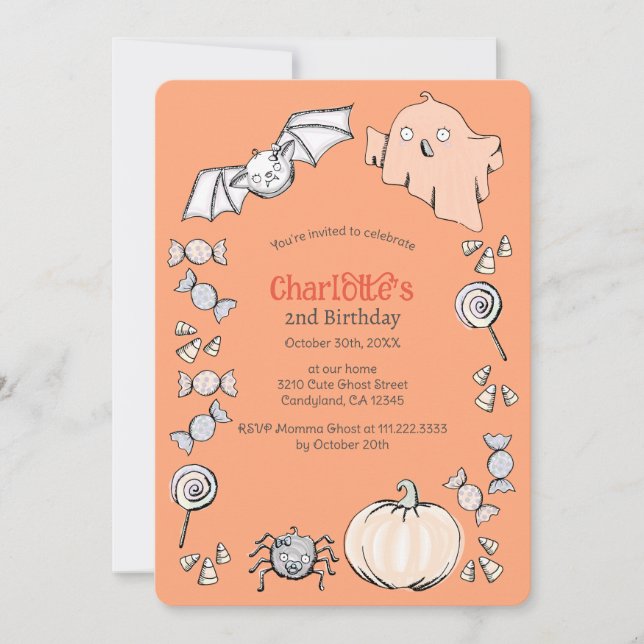 Invitation Aniversario de los niños de Halloween de dulce dul (Devant)