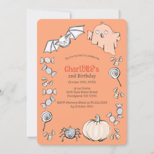 Invitation Aniversario de los niños de Halloween de dulce dul