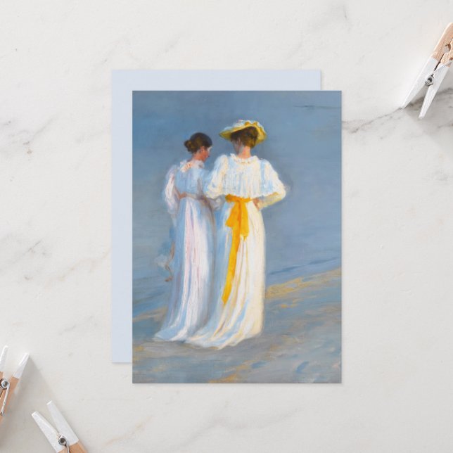 Invitation Anna Ancher et Marie Krøyer sur la plage, Krøyer (Devant/Arrière en situation)