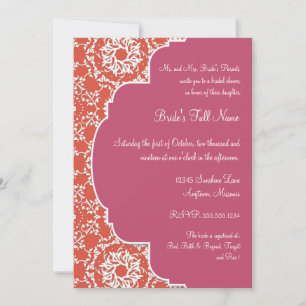 Invitation Anna Liese Damask - Tangerine in Watermelon Invita