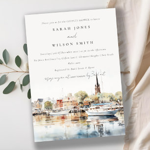 Invitation Annapolis Maryland Aquarelle Couples Douche