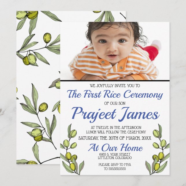 Invitation Annaprashan (Devant / Derrière)