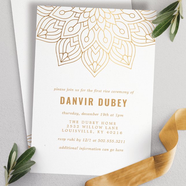 Invitation Annaprashan Gold White Mandala First Rice Cérémoni (Créateur téléchargé)