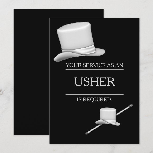 Invitation Anneau argenté élégant chic Usher de casquette (Devant / Derrière)