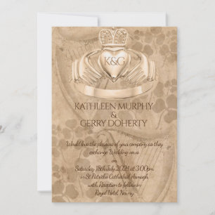 Invitation Anneau traditionnel irlandais Claddagh, Shamrock e