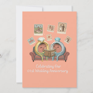Invitation Anneaux de dessin animé mignons pour 1ère annivers