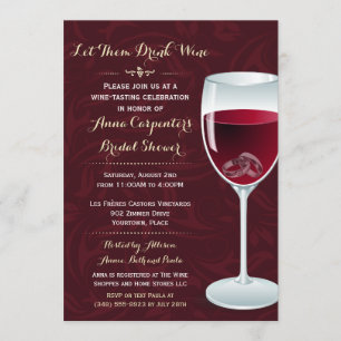 Invitation Anneaux en verre à vin Wedding shower nuptiale