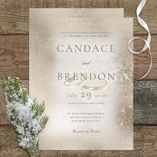 Invitation Anneaux Mariage or sur Mariage or