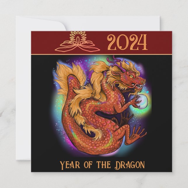 Invitation Année chinoise du zodiaque du dragon 2024 Nouvel A (Devant)