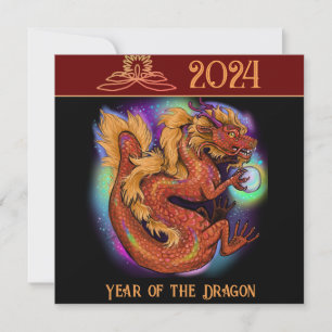 Invitation Année chinoise du zodiaque du dragon 2024 Nouvel A