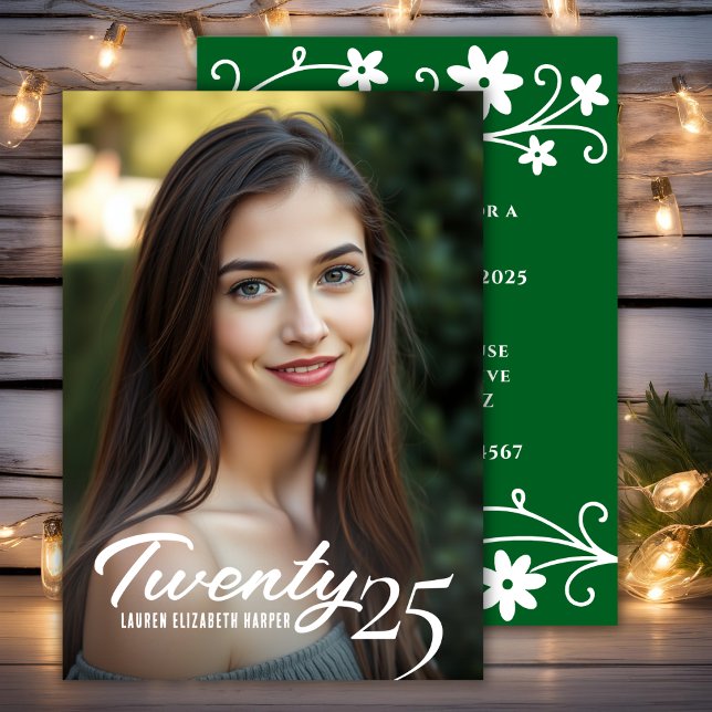 Invitation Année De Diplôme Et Photo Green Graduation Party (Graduation Year And Photo Green Graduation Party Invitation)