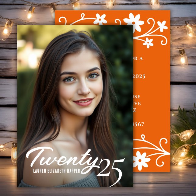 Invitation Année D'Études Et Photo Orange Graduation Party (Graduation Year And Photo Orange Graduation Party Invitation)