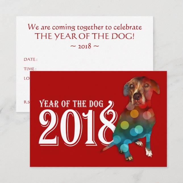 Invitation Année du chien 2018 Double exposition (Devant / Derrière)
