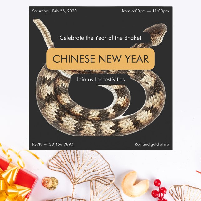 Invitation Année élégante du serpent Nouvel An chinois (Créateur téléchargé)