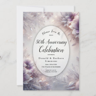 Invitation Année modifiable Argent et Améthyste doux Annivers