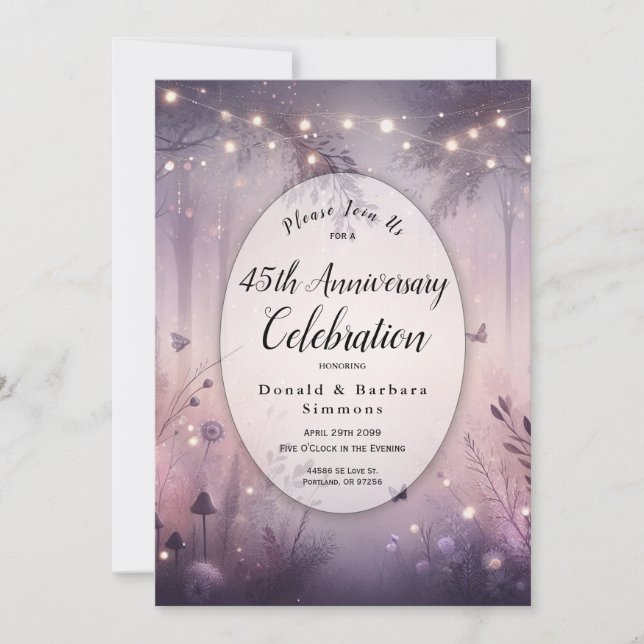 Invitation Année personnalisée Ethereal Fairy Lights Forest (Devant)