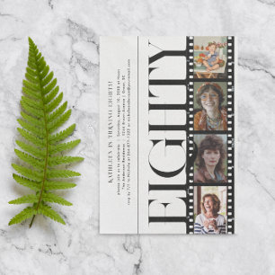 Invitation Année   Simple 4 Filmstrip photo fête d'anniversai