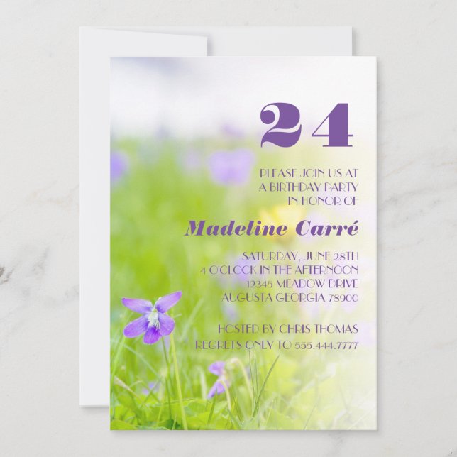 Invitation Année Violet violet violet fête d'anniversaire (Devant)