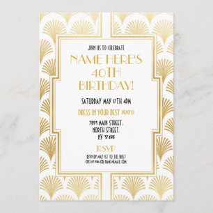 Invitation Années 1920 Art déco Gatsby Party Gold Twenties