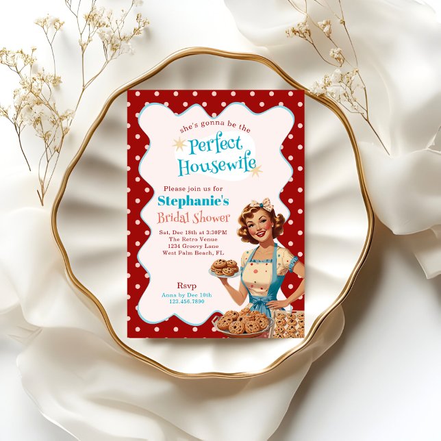Invitation Années 50 La Parfaite Ménagère Fête de Mariage Rét (Créateur téléchargé)