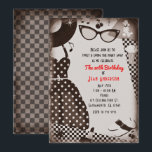Invitation Années 50 Tenue Rétro Vintage Noir Blanc<br><div class="desc">Années 50 Tenue Rétro Vintage Cartes d'Invitation</div>