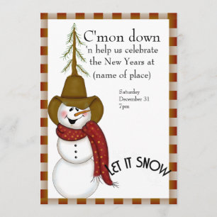 Invitation Années de bonhomme de neige de cowboy d'art