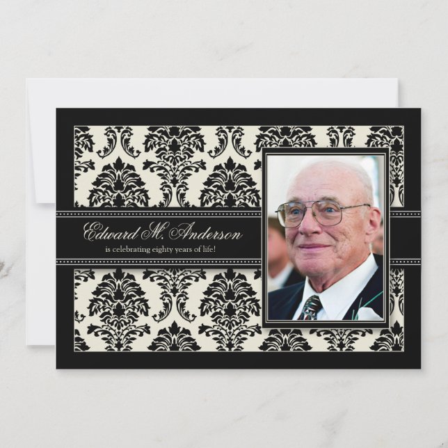 Invitation Années d'or de damassé d'invitation de fête (Devant)