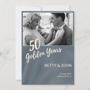 Invitation Années d'Or – Photo Bleue d'Anniversaire