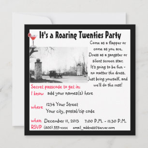 Invitation Années folles Speakeasy Theme Party
