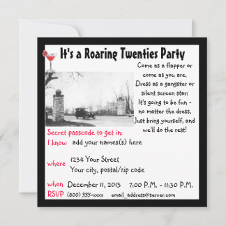 Invitation Années folles Speakeasy Theme Party