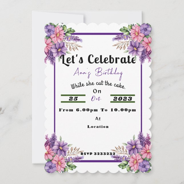 Invitation Anniversaire (Devant)
