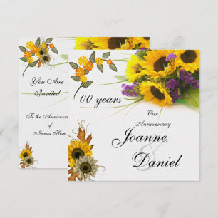 Invitation Anniversaire 00 Tournesols Fleurs