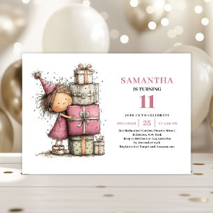 Invitation anniversaire 11 ans fille à imprimer Fa