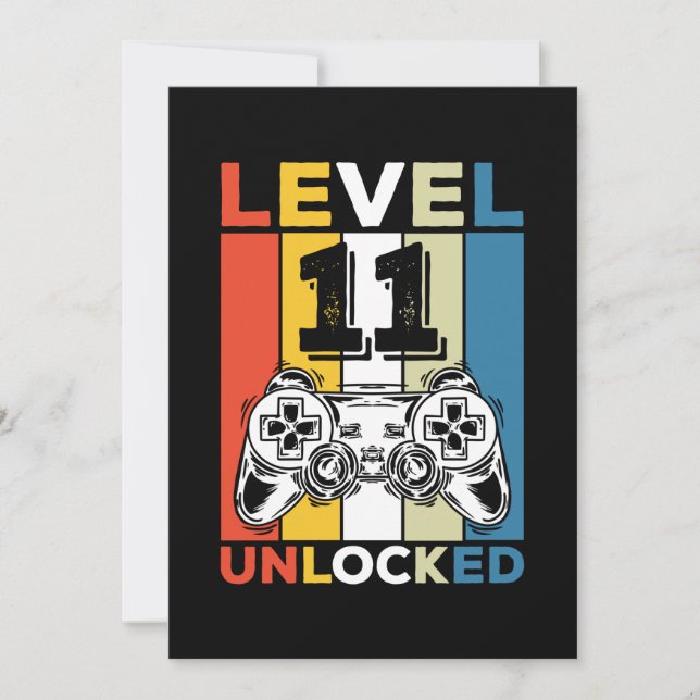 Invitation Anniversaire 11ème Niveau Débloqué 11 Vintage Gami (Devant)
