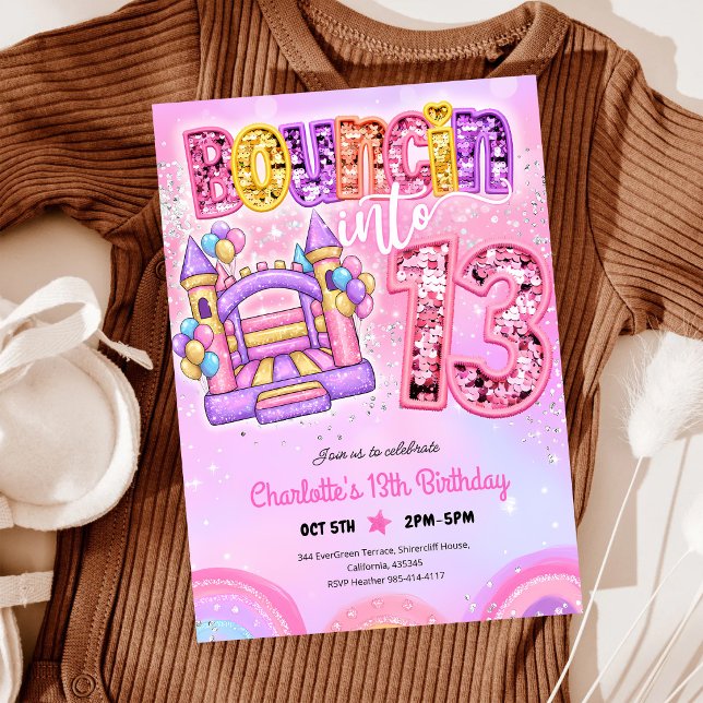 Invitation anniversaire 13 ans Maison Gonflable Ar (Créateur téléchargé)